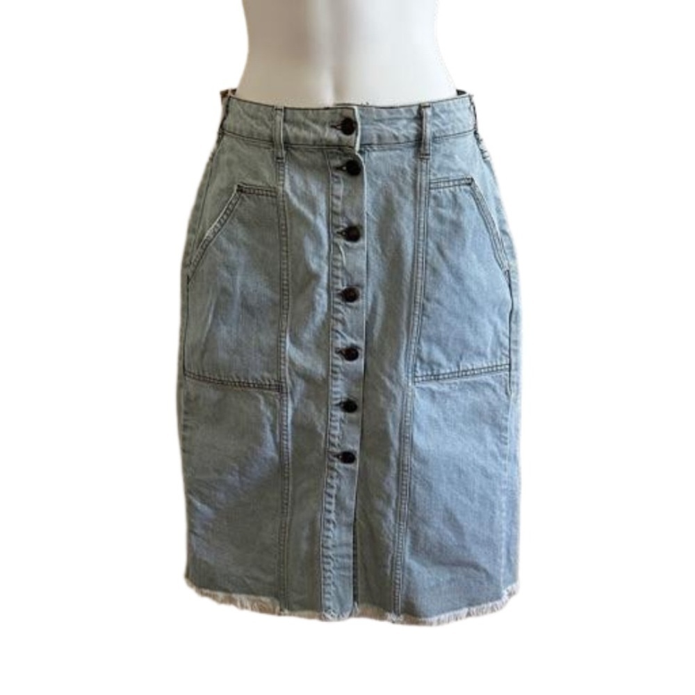 Zara Z1975 Women’s Buttoned Light Wash Midi Denim Jean Skirt Size Medium Y2K